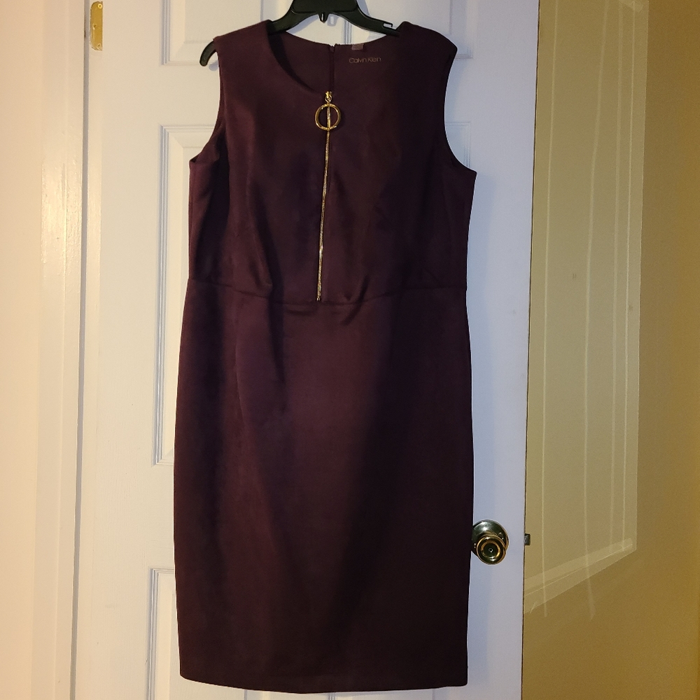 Calvin  Klein faux  suede zipper  front dress
